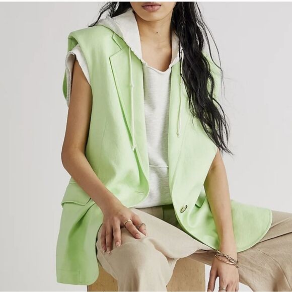 NWT Free People Bright Young Things Linen Vest - Picture 5 of 6